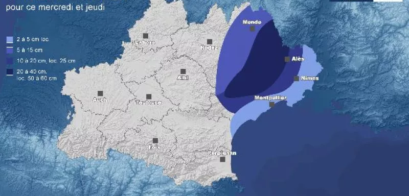 Les chutes de neige attendues ce mercredi 28 février sont impressionnantes, pour l'Hérault et le Gard, mais pourraient se révéler plus importantes encore ! 