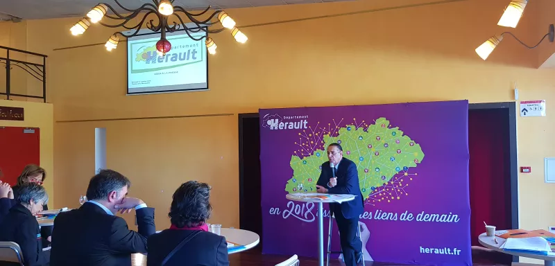 "En 2018, l’Hérault franchit une nouvelle étape dans la modernité avec le très haut débit", annonce Kléber Mesquida, président du Département de l'Hérault, entre autres bonnes nouvelles. (© N.E)