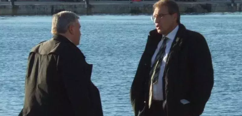 Frédéric Cuvillier, le ministre délégué en charge des Transports, de la mer et de la pêche, s'est entretenu hier à Marseille avec Marc Dufour, le président du directoire de la SNCM. (DR)