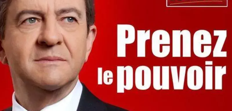 Le candidat du Front de Gauche passe devant Marine Le Pen. (Affiche élecorale)