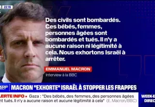 Emmanuel Macron : « ces bébés, ces dames, ces personnes âgées sont bombardés et tués. Il n’y a donc aucune raison et aucune légitimité à cela » 