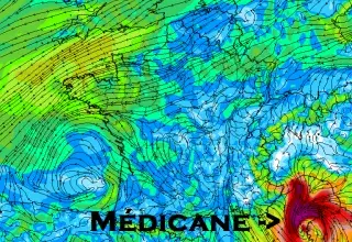 "Une médicane (ou TMS, Tropical-like Mediterranean Storm) est actuellement en cours de développement au niveau des Baléares et va se renforcer", explique Alerte Méditerranée. (Capture d'écran)
