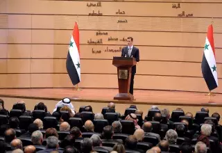Bachar al-Assad durant son quatrième discours (Xinhua)