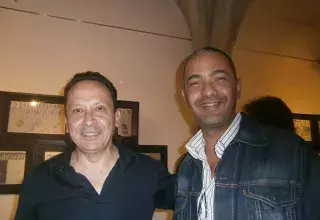 Boudjemaa Laliam et l'écrivain Kamel Daoud se sont rencontrés en 2013 à la Comédie du livre de Montpellier dédiée à l'Algérie. (DR)