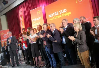En meeting à Frontignan, la candidate Delga a présenté sa liste héraultaise et les grandes lignes de son programme axé sur « l’excellence » et la « proximité ». (© N.E) En meeting à Frontignan, la candidate Delga a présenté sa liste héraultaise et les grandes lignes de son programme axé sur « l’excellence » et la « proximité ». (© N.E)