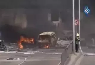L'explosion dans le quartier d'al-Mazraa, au centre de Damas, a également fait des dizaines de blessés selon l'OSDH. (Capture d'écran) 