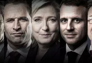 François Fillon (LR), Benoît Hamon (PS), Marine Le Pen (FN), Emmanuel Macron (En Marche) et Jean-Luc Mélenchon (La France Insoumise). (© TF1)