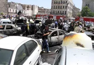 Après une explosion à Damas (Xinhua)