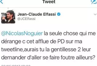 Qu’ils aillent "se faire foutre ailleurs". C’est le tweet homophobe adressé hier soir par Jean-Claude Elfassi à Nicolas Noguier président du Refuge, suite à son engagement médiatique dans l’affaire Hanouna.