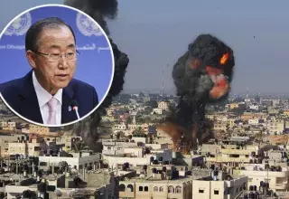 « j'ai le coeur lourd », a déclaré Ban Ki-moon, "les destructions que j'ai vues ici sont indescriptibles" (DR)
