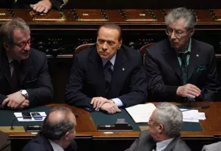 Silvio Berlusconi lors du vote du budget au parlement (Xinhua)