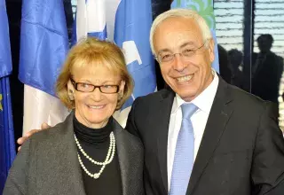 Hélène Mandroux, le maire de Montpellier, avec l'ambassadeur d'Israël en France.