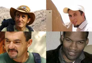 Les ex-otages Thierry Dol, Daniel Larribe, Pierre Legrand et Marc Féret, enfin libres
