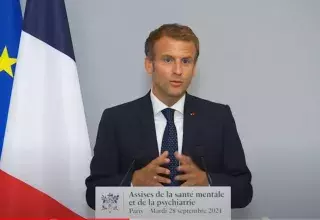 Emmanuel Macron, à la convention nationale sur la santé mentale et la psychiatrie, à Paris, le 28 septembre 2021