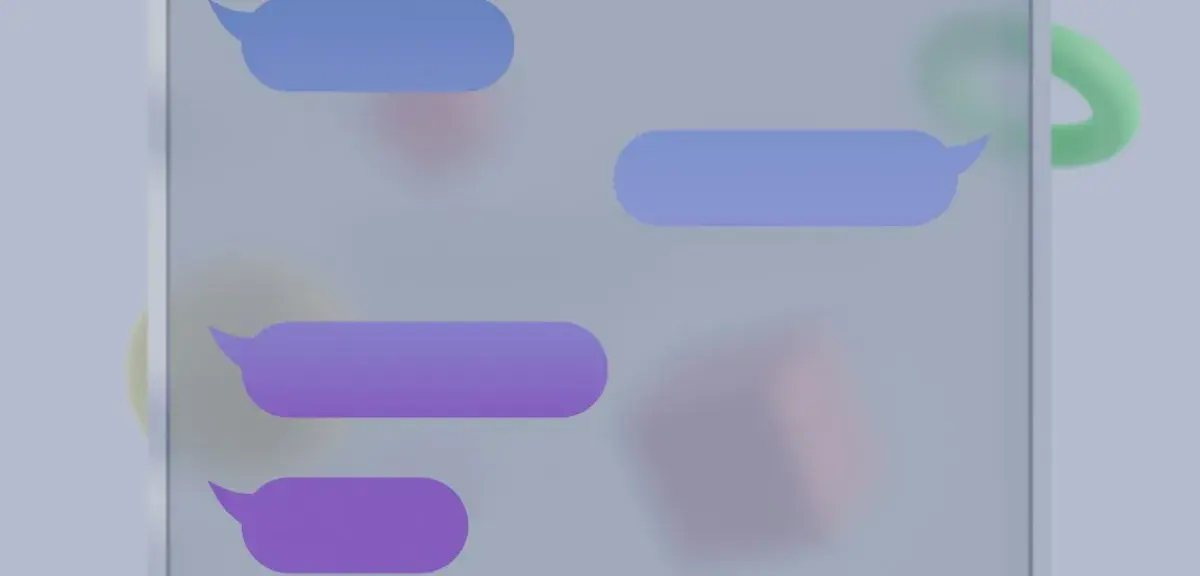 Bulles de conversation violettes sur un écran translucide