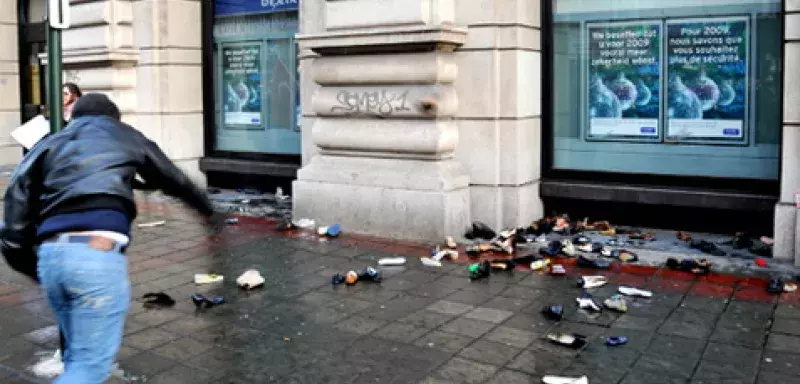 Une manifestation pro-palestinienne en Belgique contre les activités de Dexia Israël. (DR) Une manifestation pro-palestinienne en Belgique contre les activités de Dexia Is