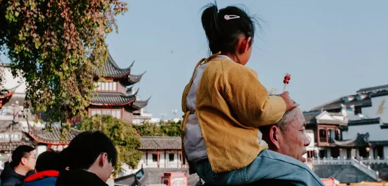 Photo de famille à Nanjing, en Chine, lors d'un après-midi d'automne