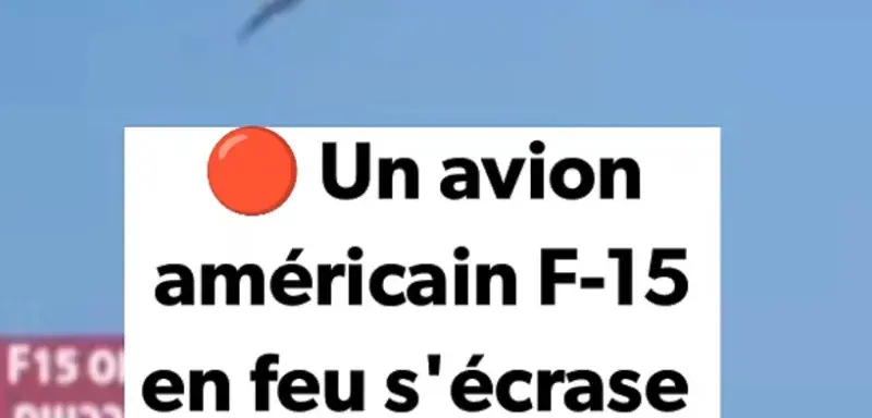 Un avion de chasse F-15 américain en feu après un crash au Koweït