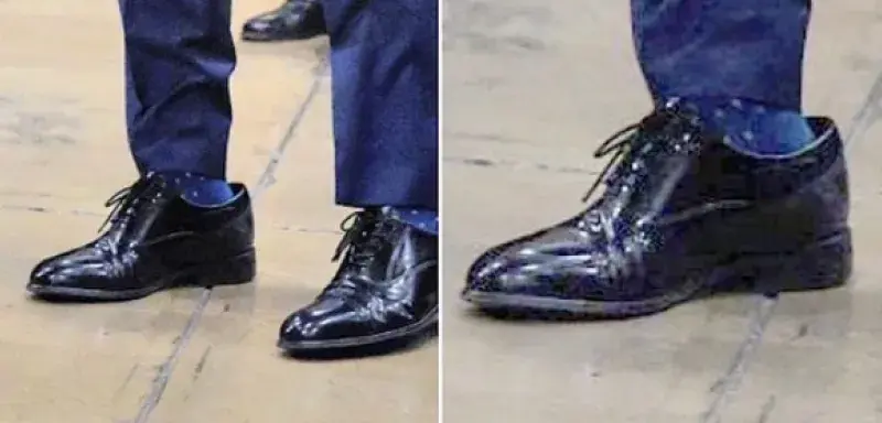 Marco Rubio portant des chaussures surdimensionnées offertes par Donald Trump