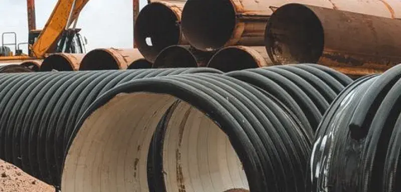 Grandes conduites industrielles sur un chantier énergétique