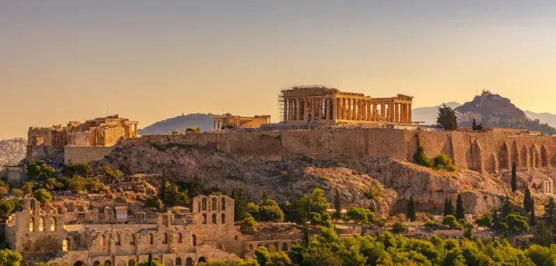 acropolis of athens at golden hour