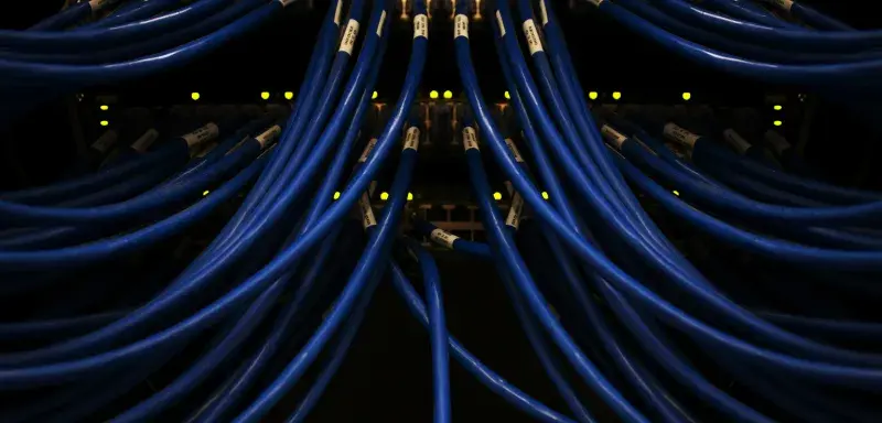 a bunch of blue wires connected to each other
