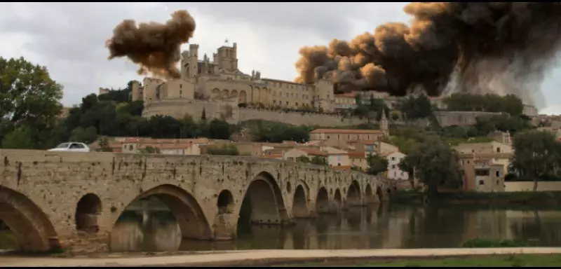 La publicité du maire de Béziers présentant le revolver comme un ''nouvel ami'' de la police municipale, a inspiré le journal satyrique. (© Le Gorafi)