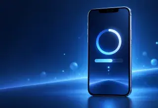 Un iPhone affichant un écran de mise à jour iOS en cours