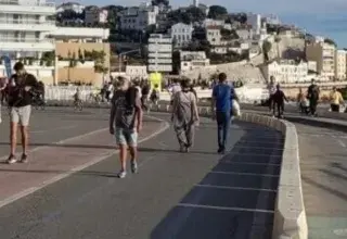 La Corniche Kennedy à Marseille lors de La Voie est Libre, piétonnisation du littoral