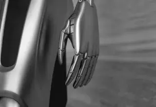 Close-up of a sleek robotic arm showcasing advanced AI technology.