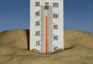 Thermomètre indiquant des températures extrêmes lors d'une canicule