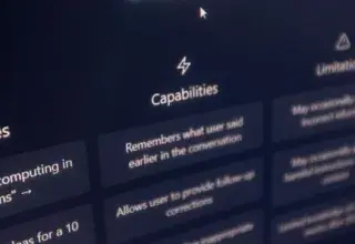 Vertical shot of ChatGPT interface on screen highlighting AI capabilities.