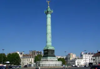 La Colonne de Juillet, place de la Bastille à Paris, lieu de départ des parcours déclarés pour le 31 octobre
