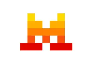 Logo de Mistral AI, des blocs de couleur du jaune au rouge formant un M
