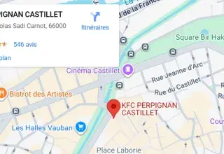 Le restaurant concerné est le KFC Perpignan Castillet, situé 28 quai Nicolas Sadi Carnot