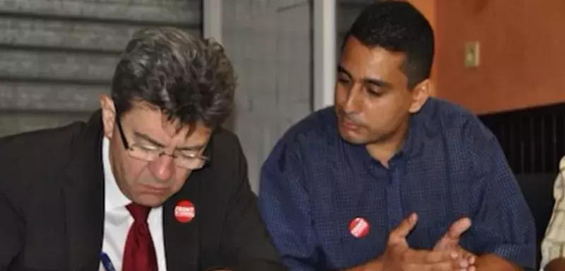 Jean-Luc Mélenchon était venu le 3 juillet au quartier de La Mosson, à Montpellier, dire tout le bien qu'il pensait de Mohamed Bouklit. (DR)