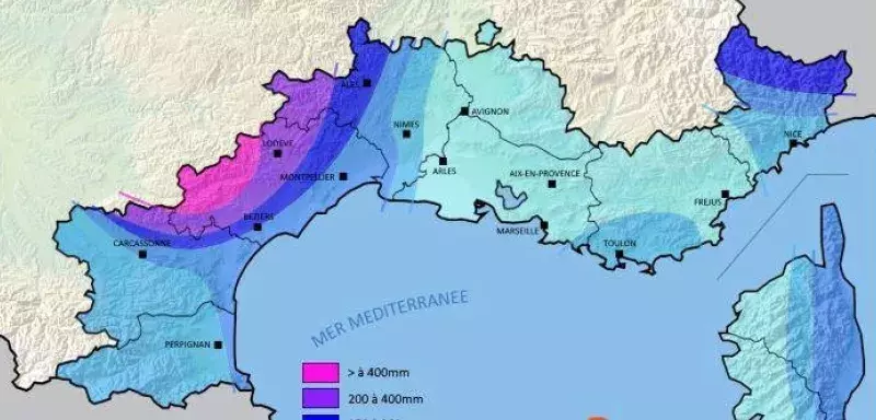 Carte des cumuls de précipitation attendus sur le pourtour méditerranéen d'ici samedi 15 octobre (© Alerte Méditerranée)