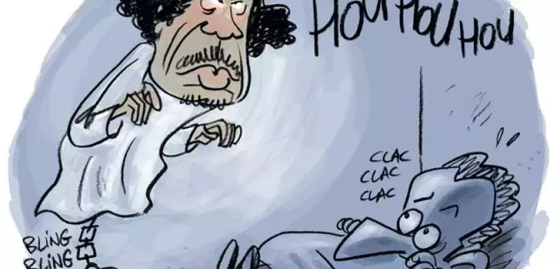 Quand Kadhafi se retourne dans sa tombe, c'est vu dans l'oeil de Man sur Midi Libre !