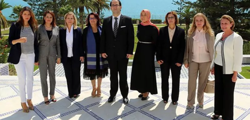 les huit femmes membres du gouvernement tunisiens... (DR)