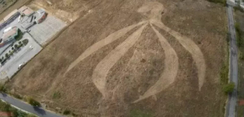 Pour réahabiliter l’essence et la fonction sexuelle du clitoris féminin, ces deux sexologues appellent les femmes à venir vêtues de rouge pour faire vivre le gland, la partie sensible du clitoris, sur ce crop circle. (DR)