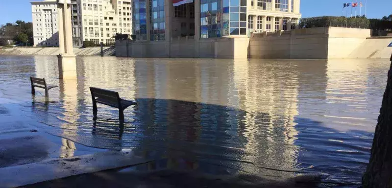 Le niveau du Lez, ce vendredi 2 mars 2018 à Montpellier, sur les coups de 13h. (Photos Adrien Four/Agate Météo)