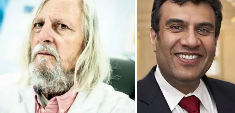  Pr Raoult (gauche) et Pr Mandeep R Mehra à droite