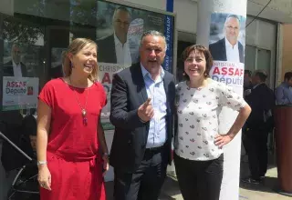 Carole Delga, présidente de la région Occitanie, est venue soutenir Christian Assaf et Kelvine Gouvernayre pour les législatives sur la 8e circonscription de l’Hérault. (© N.E) Carole Delga, présidente de la région Occitanie, est venue soutenir Christian Assaf et Kelvine Gouvernayre pour les législatives sur la 8e circonscription de l’Hérault. (© N.E)