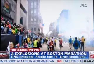 scènes d'effoi et de panique sur la ligne d'arrivée du Marathon de Boston... (Xinhua)