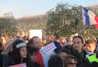 Boudjemaa Laliam au milieu de la manifestation montpelliéraine #JeSuisCharlie, le 11 janvier dernier. (© N.E)