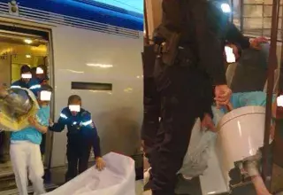 Le voyageur avait été pris dans les toilettes au cours d'un voyage Calais-Amiens Le site Quoidenews.fr vient de révéler les photos de sa désincarcération. (Captures d'écran Quoidenews.fr) Le voyageur avait été pris dans les toilettes au cours d'un voyage Calais-Amiens Le site Quoidenews.fr vient de révéler les photos de sa désincarcération. (Captures d'écran Quoidenews.fr)