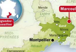 localisation du site dans le département de Gard