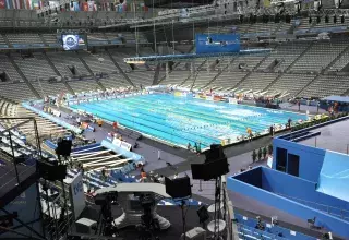 Dans la piscine du Palau Sant Jordi de Barcelone, les Français ont réalisé des exploits, mais ont noté également que certaines lignes d’eau avaient pu bénéficier d’un courant avantageux. (D R)