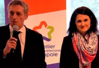 Philippe Saurel et Katia Vidic en point presse de présentation de la nouvelle gouvernance du Conseil de développement installé le 4 mars. 