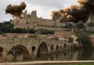 La publicité du maire de Béziers présentant le revolver comme un ''nouvel ami'' de la police municipale, a inspiré le journal satyrique. (© Le Gorafi)